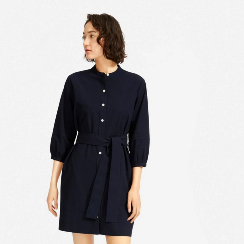 2 Everlane Cotton Weave Collarless Shirtdresses